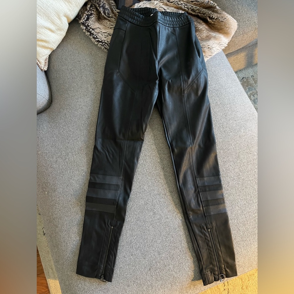 NWT adidas black leather track pants